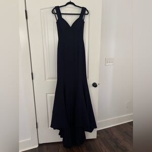 Sherri Hill Off The Shoulder Navy Gown